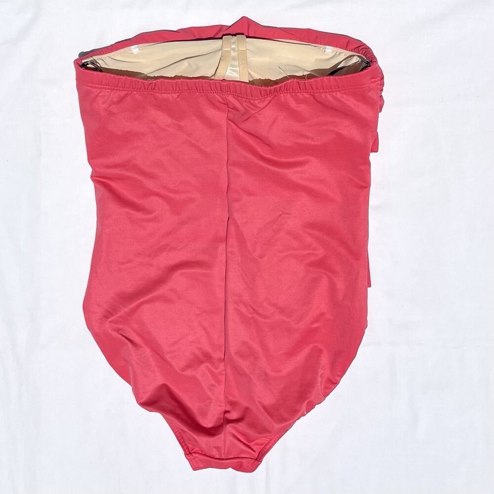 Miraclesuit Bandeau Tiered One Piece Strapless Swimsuit Womens Pink 12 Slimming - Picture 3 of 5